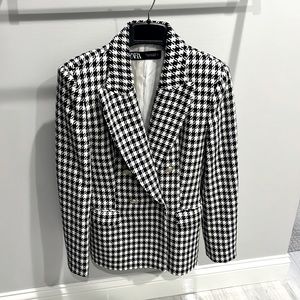 Zara Black and White Houndstooth Blazer